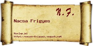 Nacsa Frigyes névjegykártya